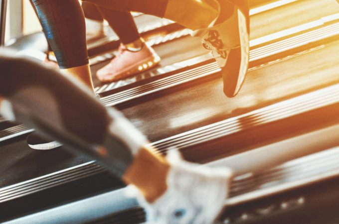 Person running on treadmill