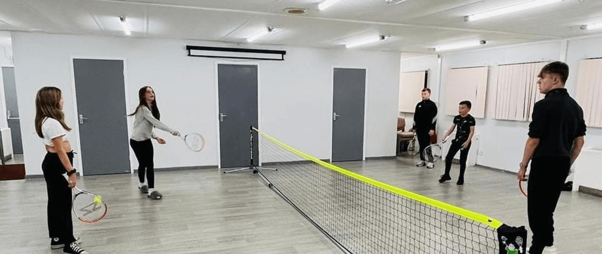 Children playing badminton