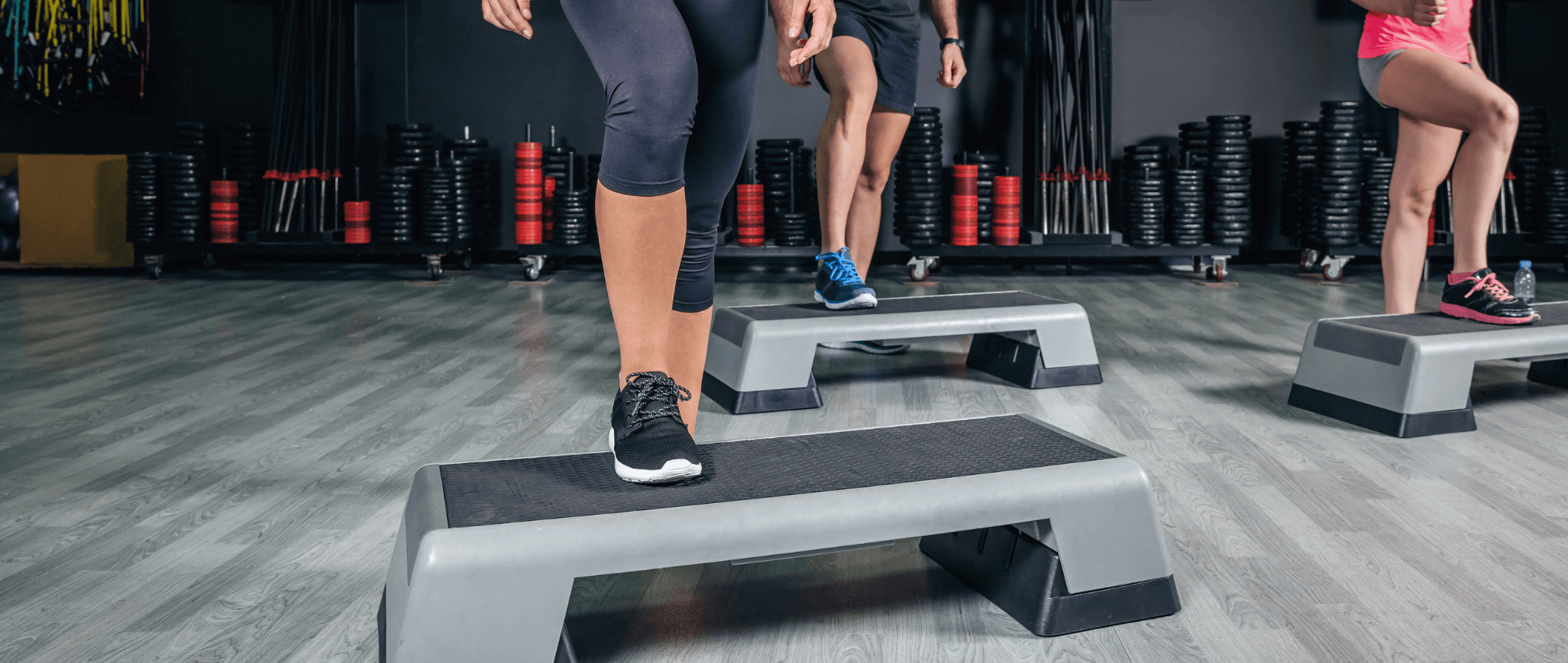 Woman doing a workout on a step