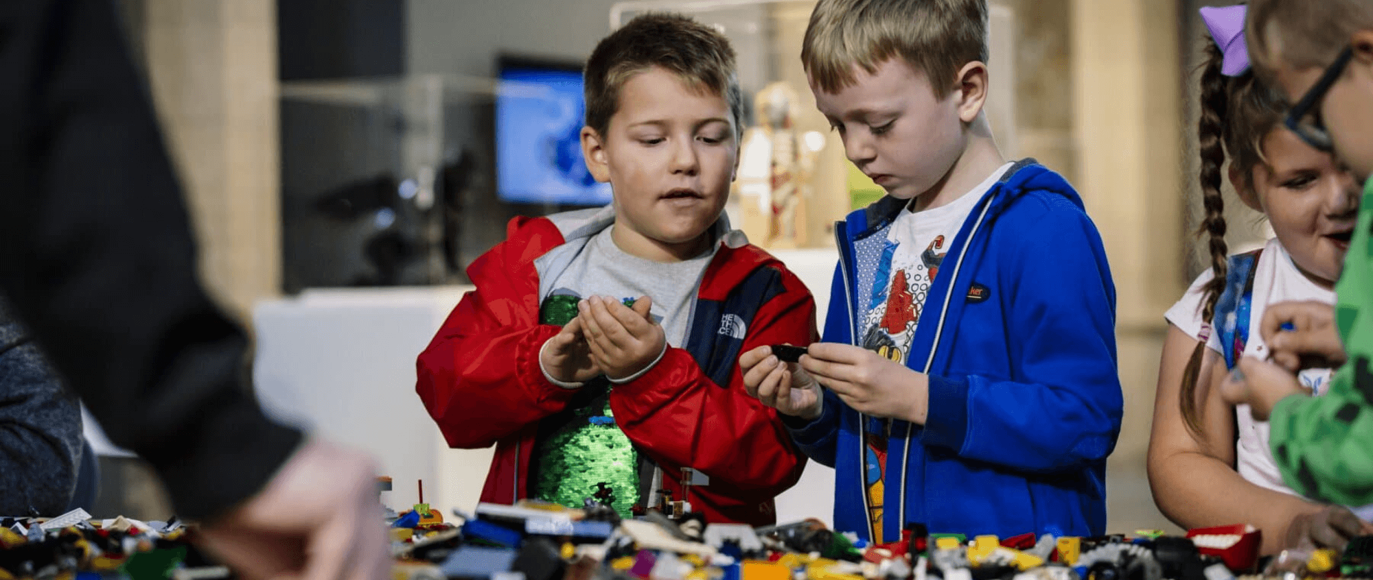 Children playing with lego