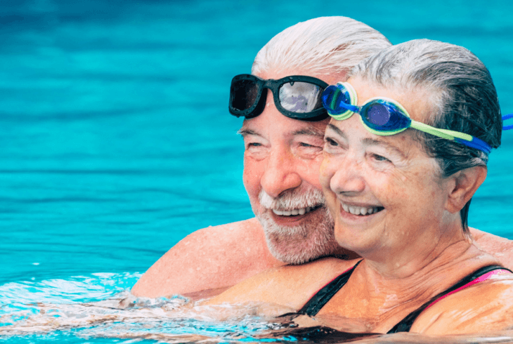 Man and woman in pool