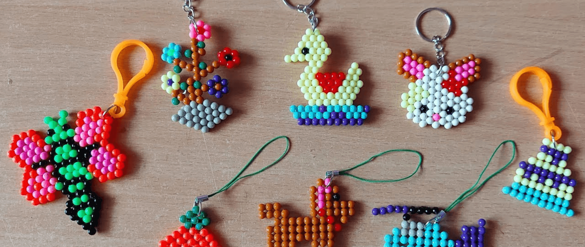 Aqua Bead Keyrings