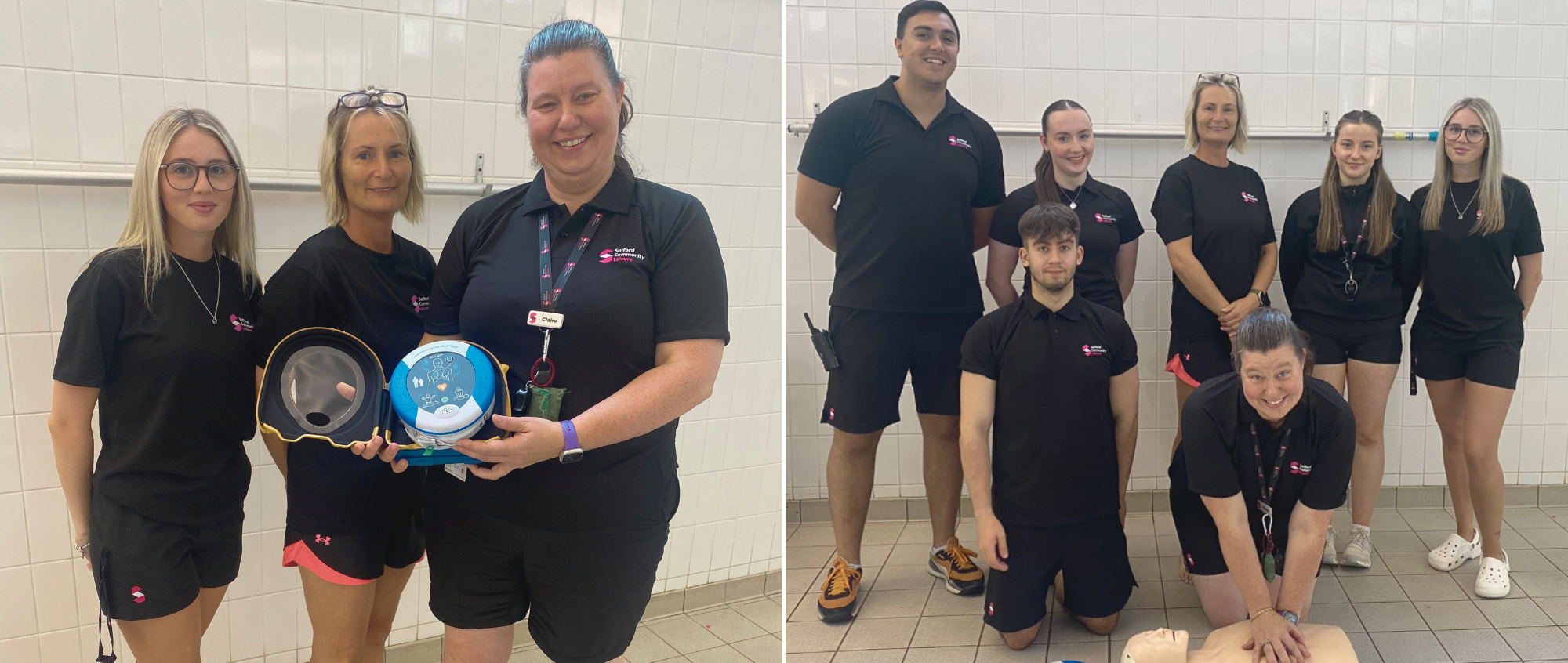 Staff with defibs in Leisure Centres