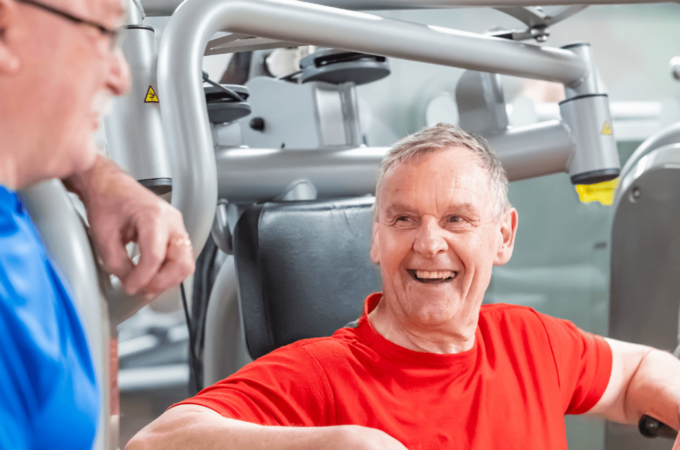 Two friends in the gym