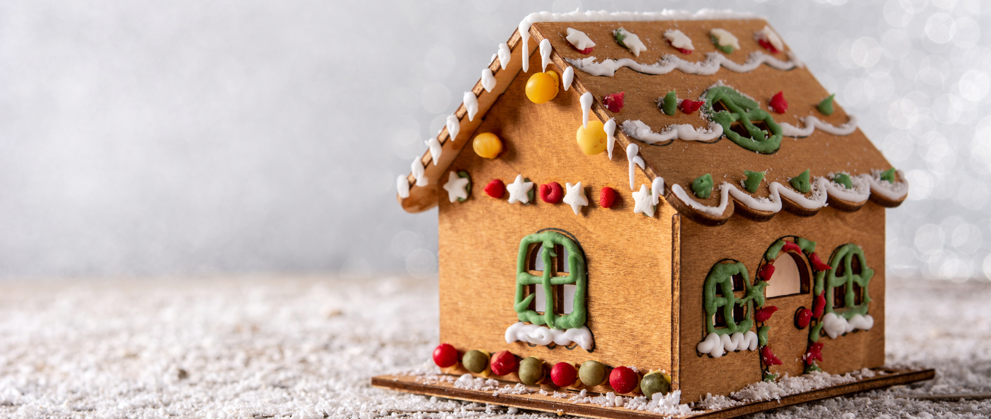 Wooden gingerbread house