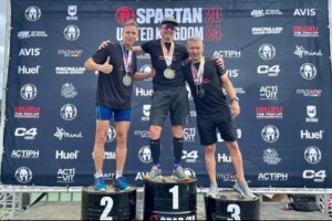 Jamie Stephenson pictured with other finalists at the Spartan Race Podium