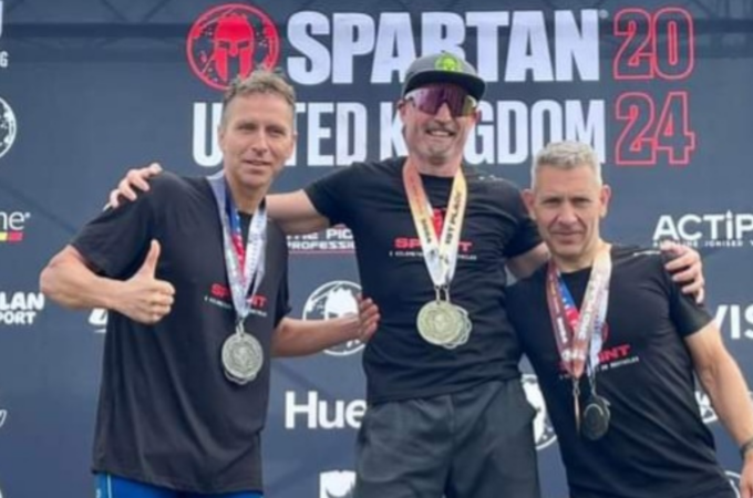 Jamie Stephenson pictured with other finalists at the Spartan Race Podium