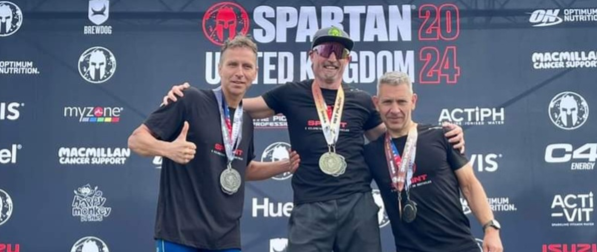 Jamie Stephenson pictured with other finalists at the Spartan Race Podium
