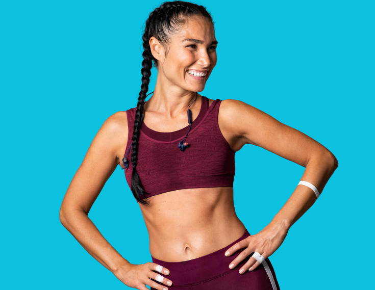 Woman on a blue background