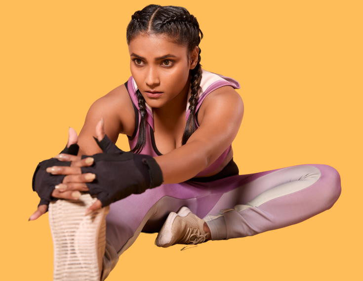 Young girl on a yellow background