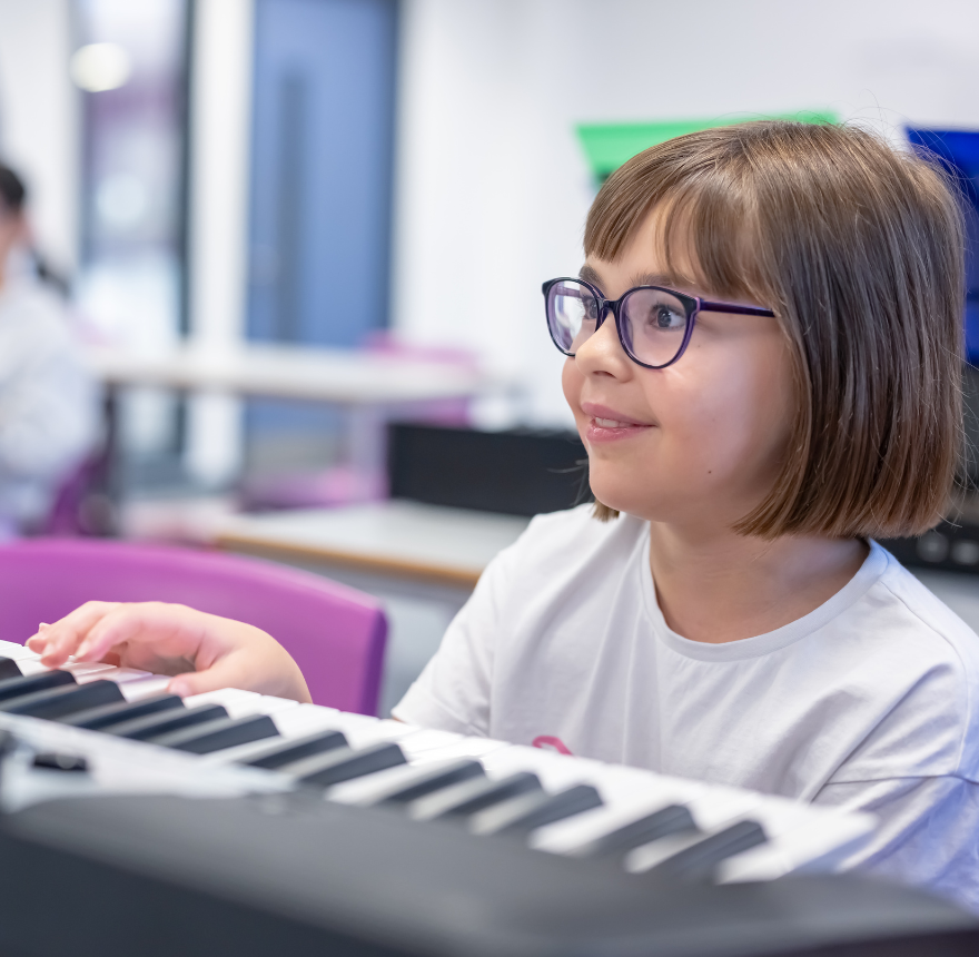 Child playing the piano
