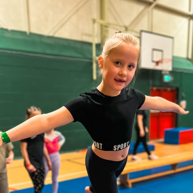 Girl during gymnastics session