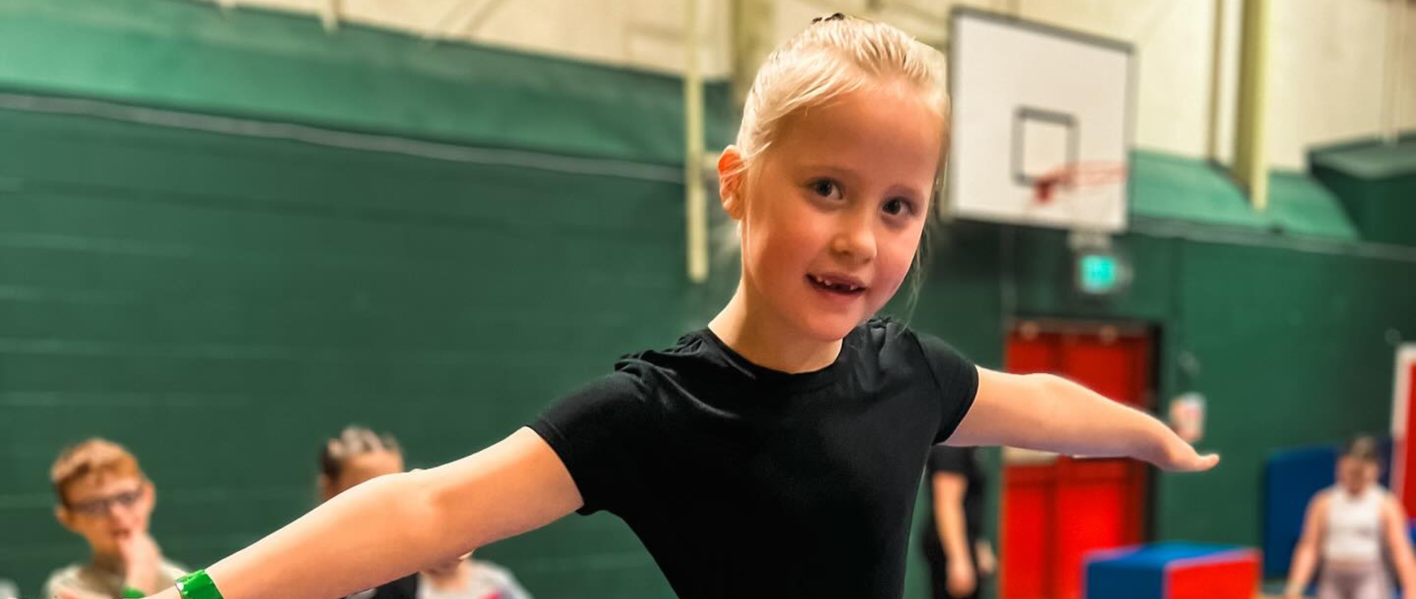 Girl during gymnastics session
