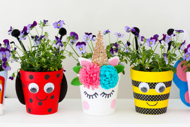 Painted plant pots