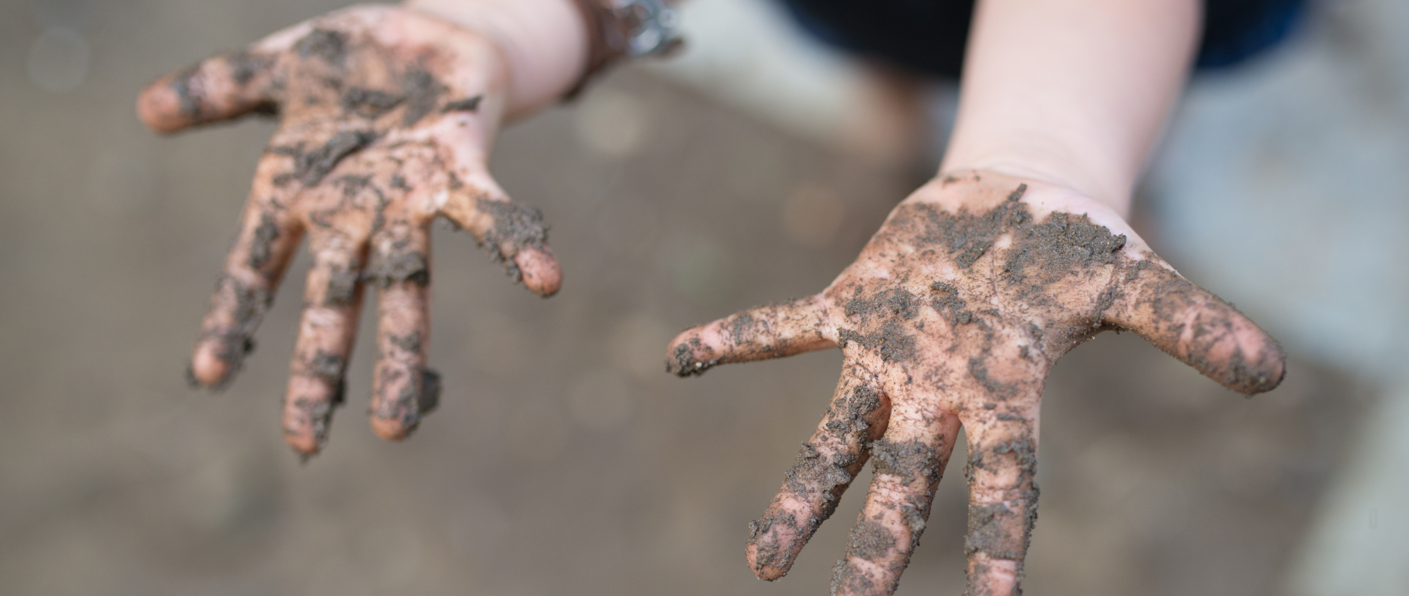 Child with muddy hands
