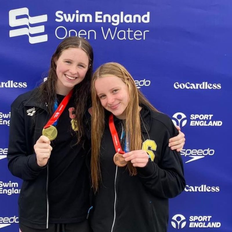 Jess with friend and fellow Salford Swimmer Amelie Blocksidge