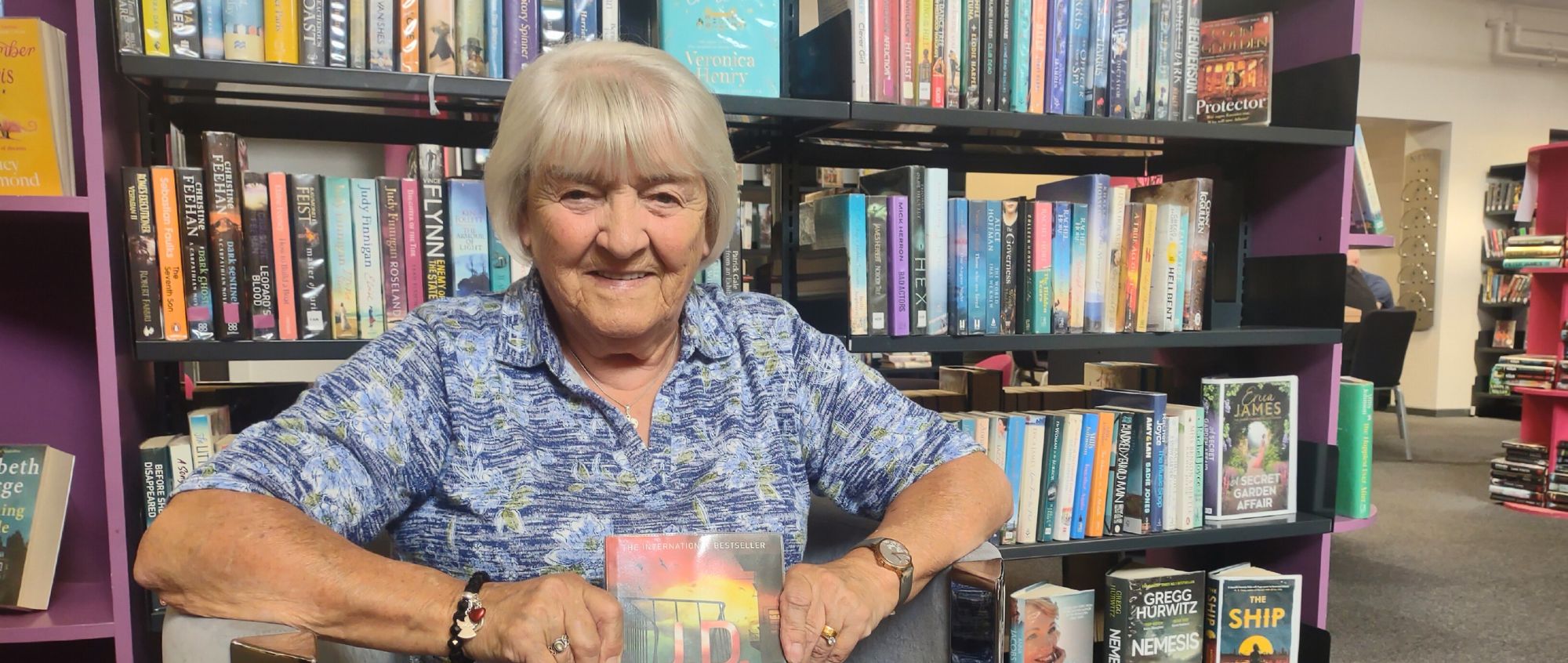Carole at Little Hulton Library Desktop Banner