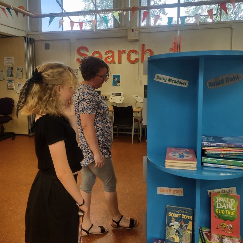 Lily May and mum, Joanne at the library 