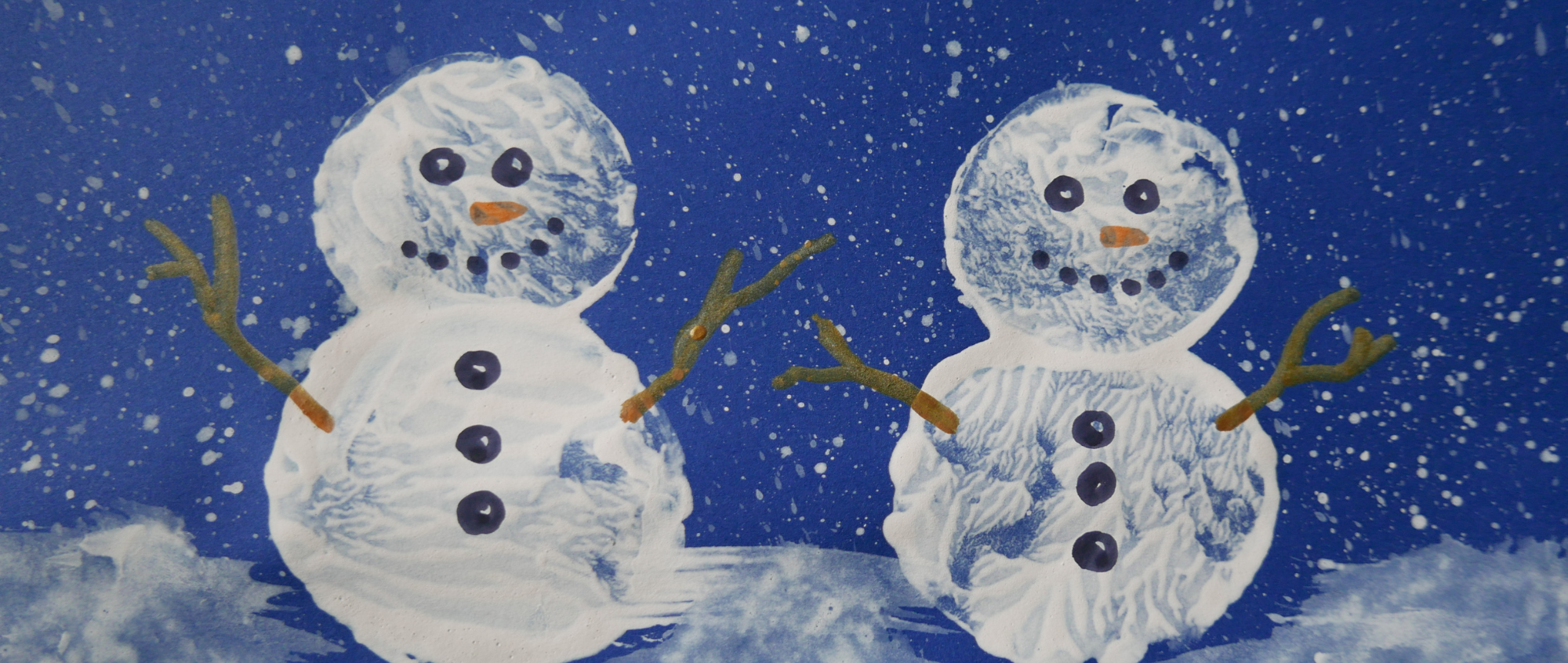 Potato-print snowmen