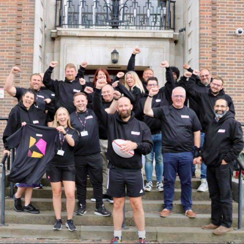 The Active Communities Team outside Salford Town Hall with Mayor Paul Dennett