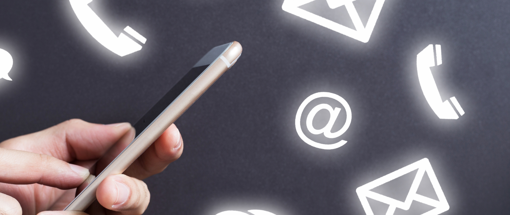 Phone with communication elements in background