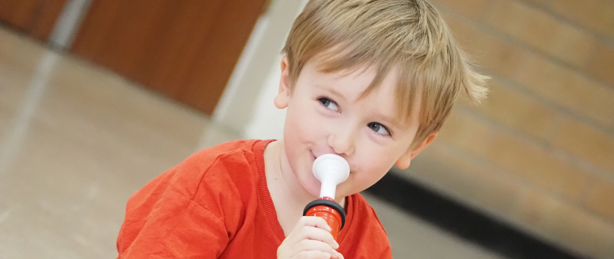 Child playing instrument