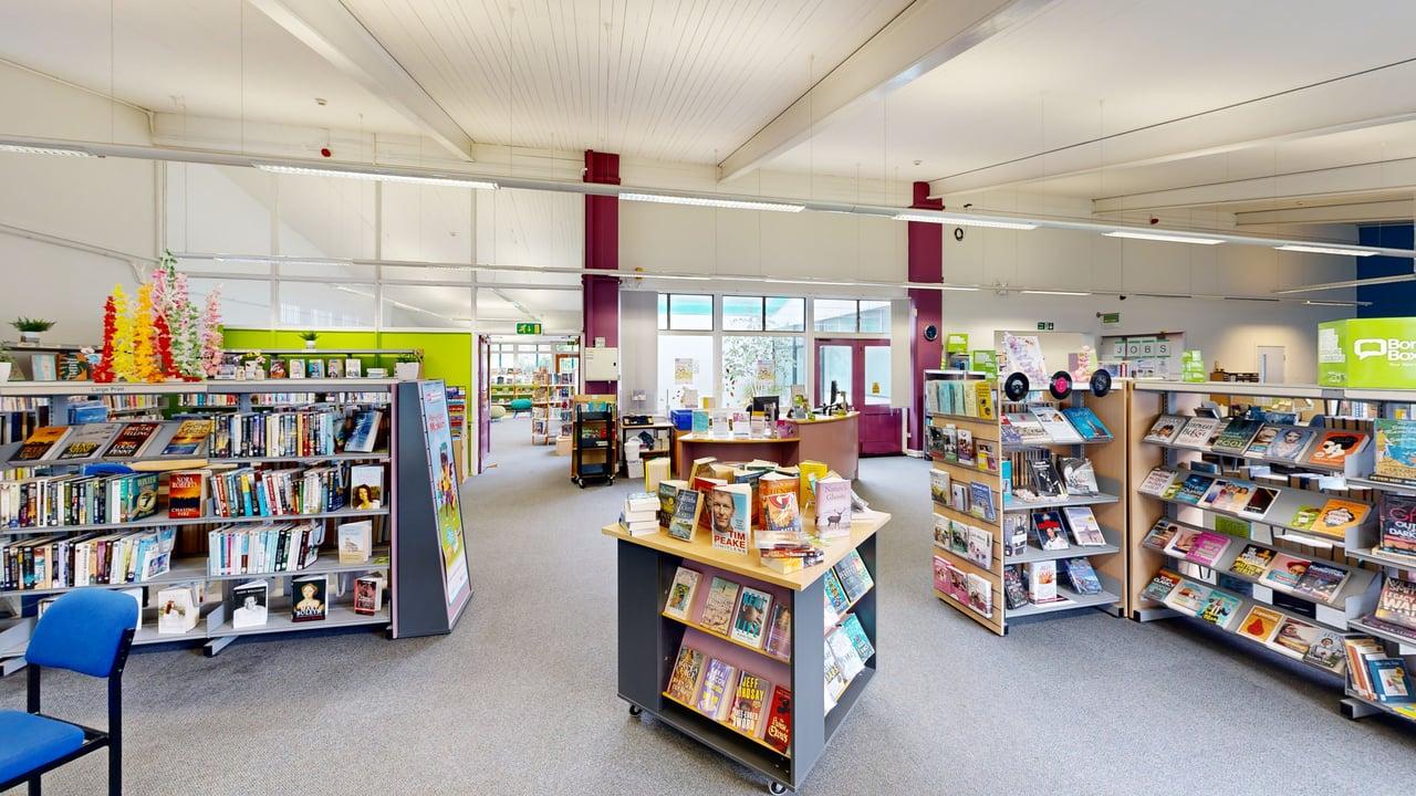 Inside Irlam showing lots of Library books