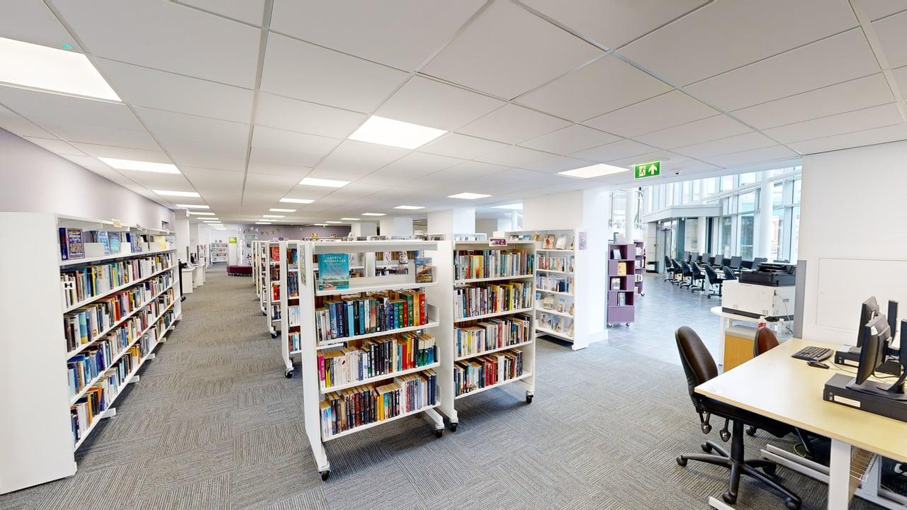 Book cases in Swinton library