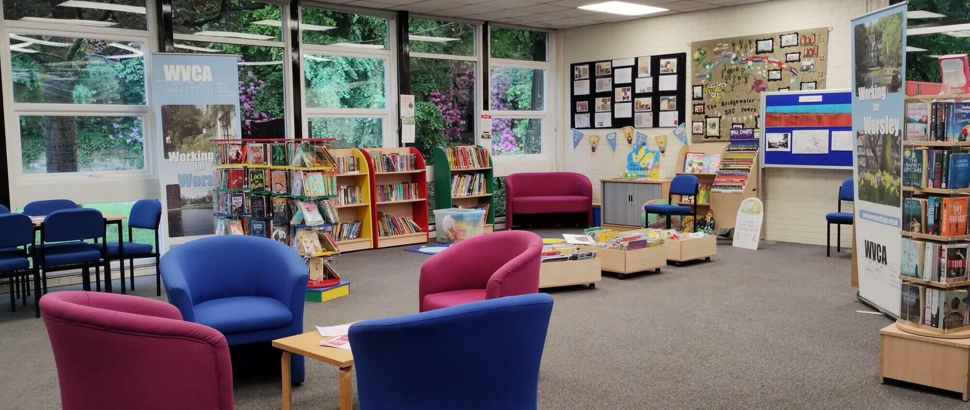 Welcoming space inside Worsley Village Library