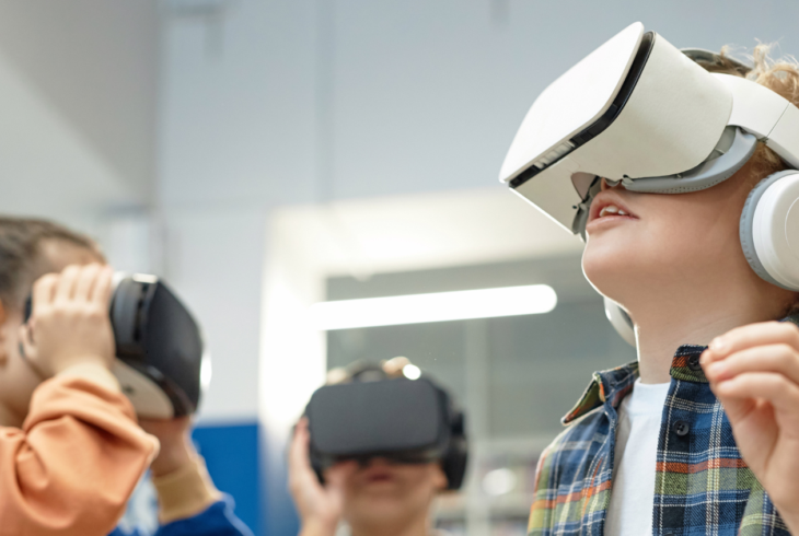 Children with VR headsets
