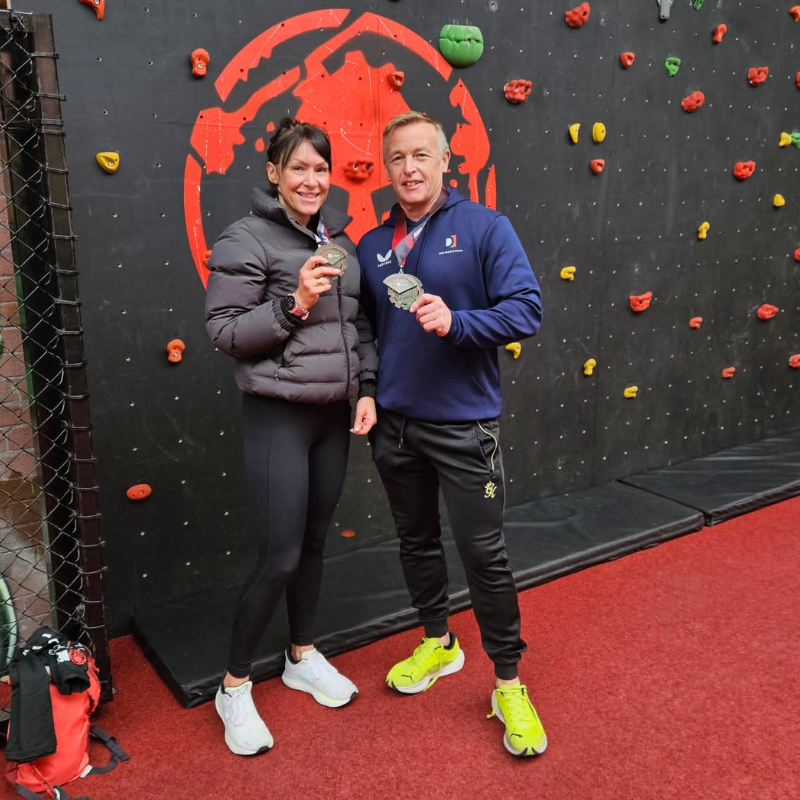 Jay and Emma at a fitness racing event