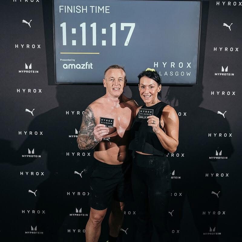 Emma and Jay at a HYROX Fitness Race