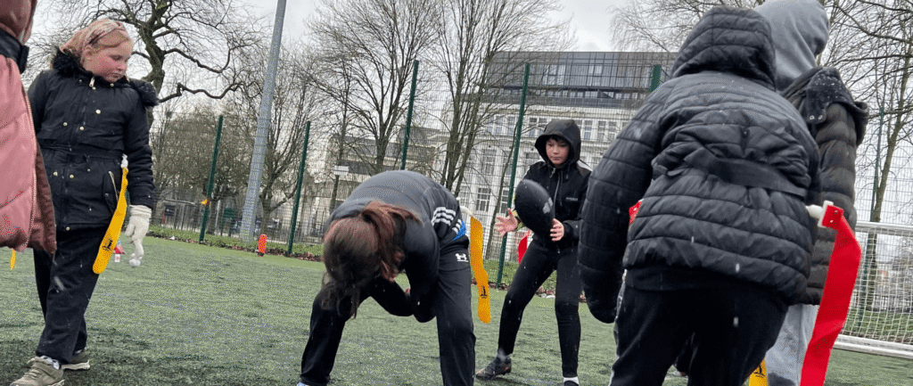 Children playing American Flag Football