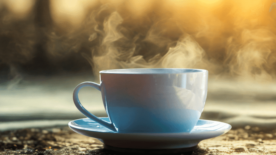 Tea cup with smoky background