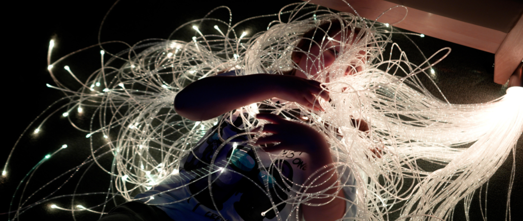 Child with fibre-optic lights